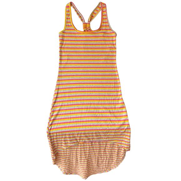 Derek Heart Women Dress size M Sleeveless High-low Stretchy Stripes Orange Gray - Picture 1 of 6